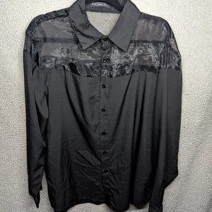 INCERUN Men Long Sleeve Mesh Button Down Shirt